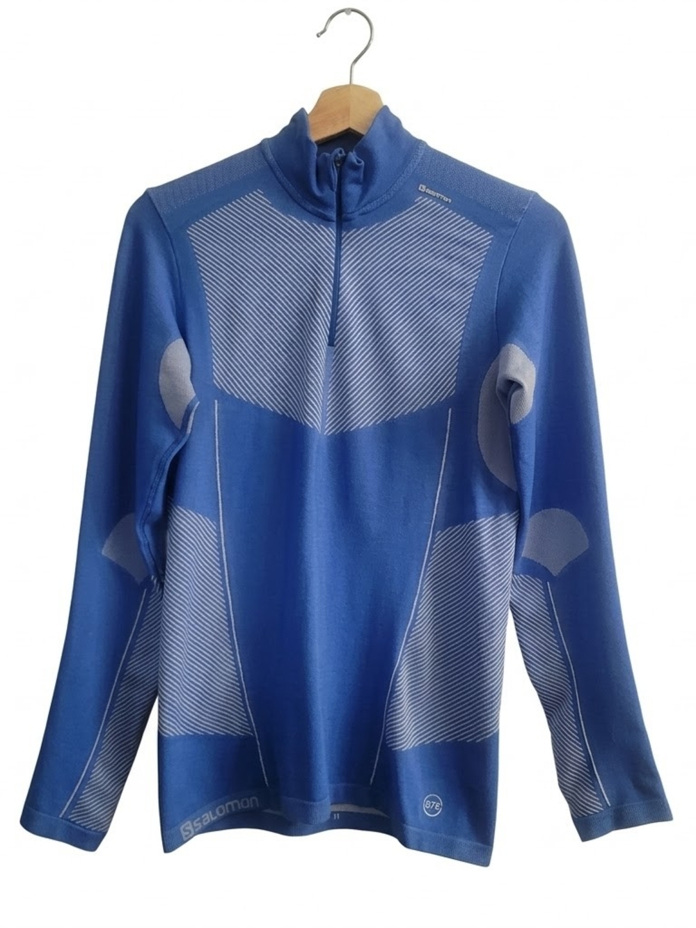 SALOMON Men’s L Blue Primo Base Layer Half-Zip Performance Top Ski Training